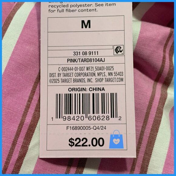 Medium - Womens Tube Mini Wrap Dress - Wild Fable - Berry Pink Striped - Picture 3 of 6